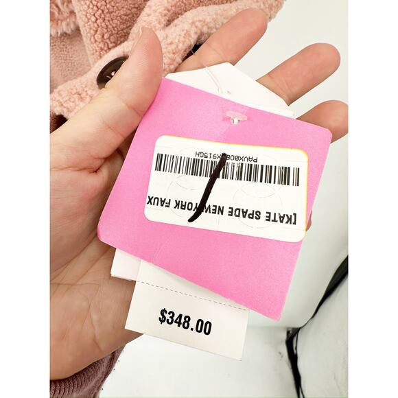 Kate Spade Faux Fur Trim Peony Pink Teddy Anorak Coat Size XS NWT - Picture 6 of 6